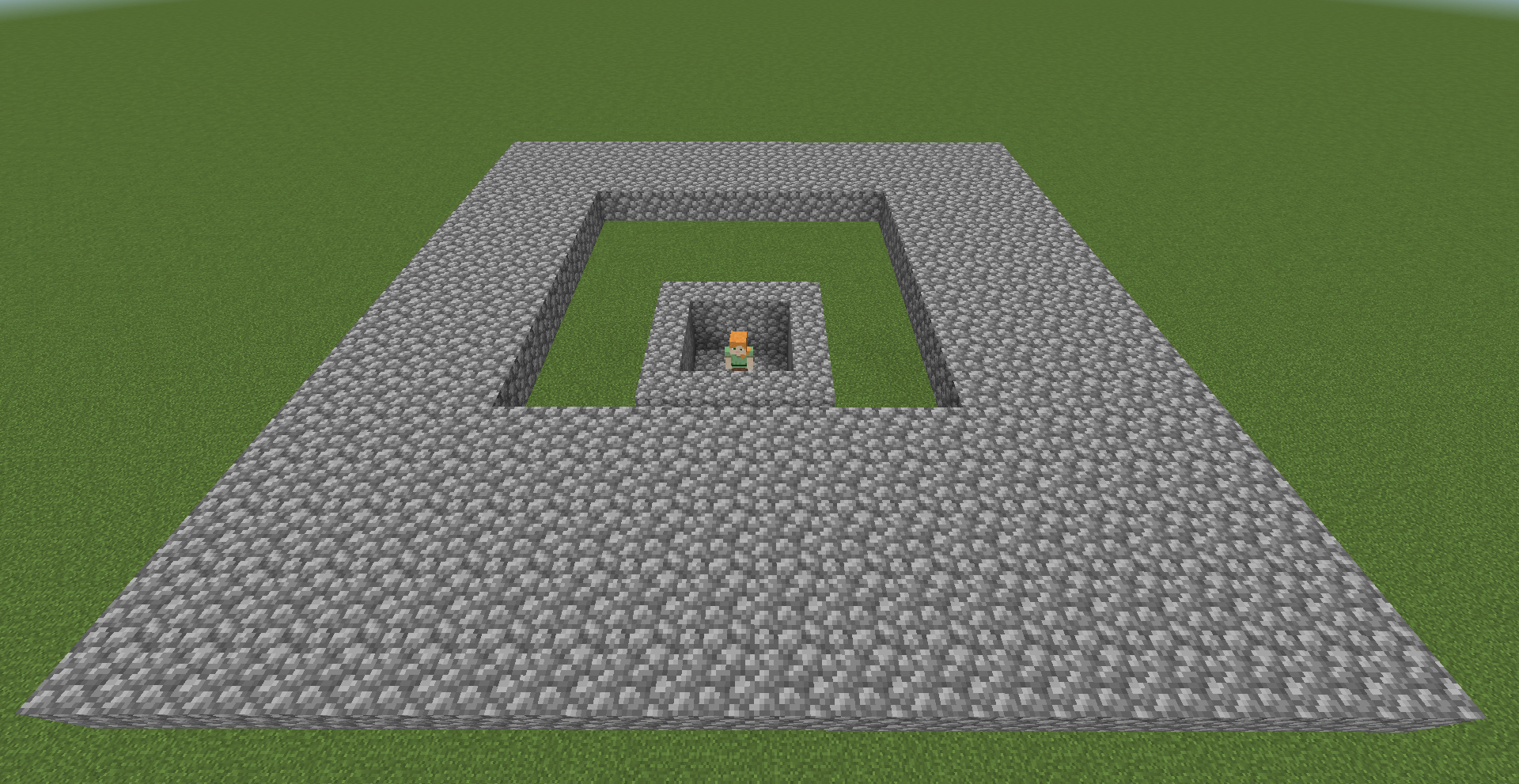 Platform for the villager with visible bot cage
